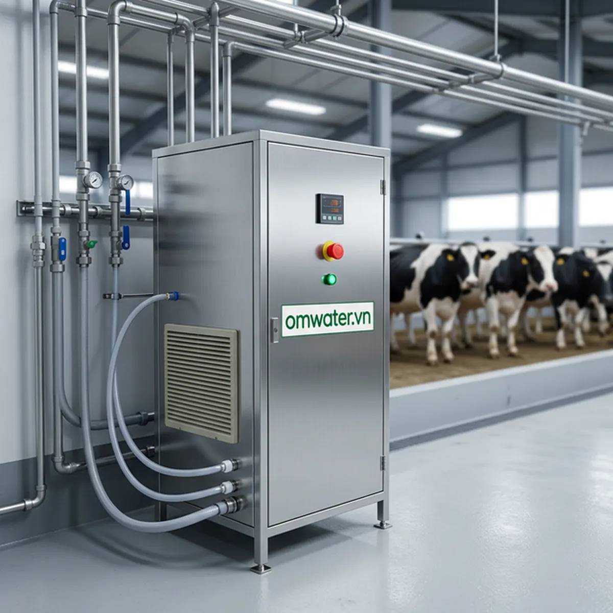 Máy Ozone OMWATER xử lý máy ozone khử mùi hôi chuồng bò sữa đạt chuẩn công nghiệp