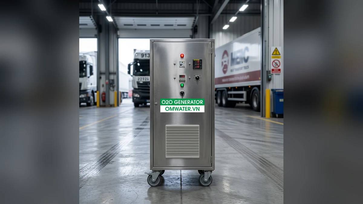 Máy Ozone OMWATER xử lý máy ozone rửa vách xe tải chở thịt đạt chuẩn công nghiệp