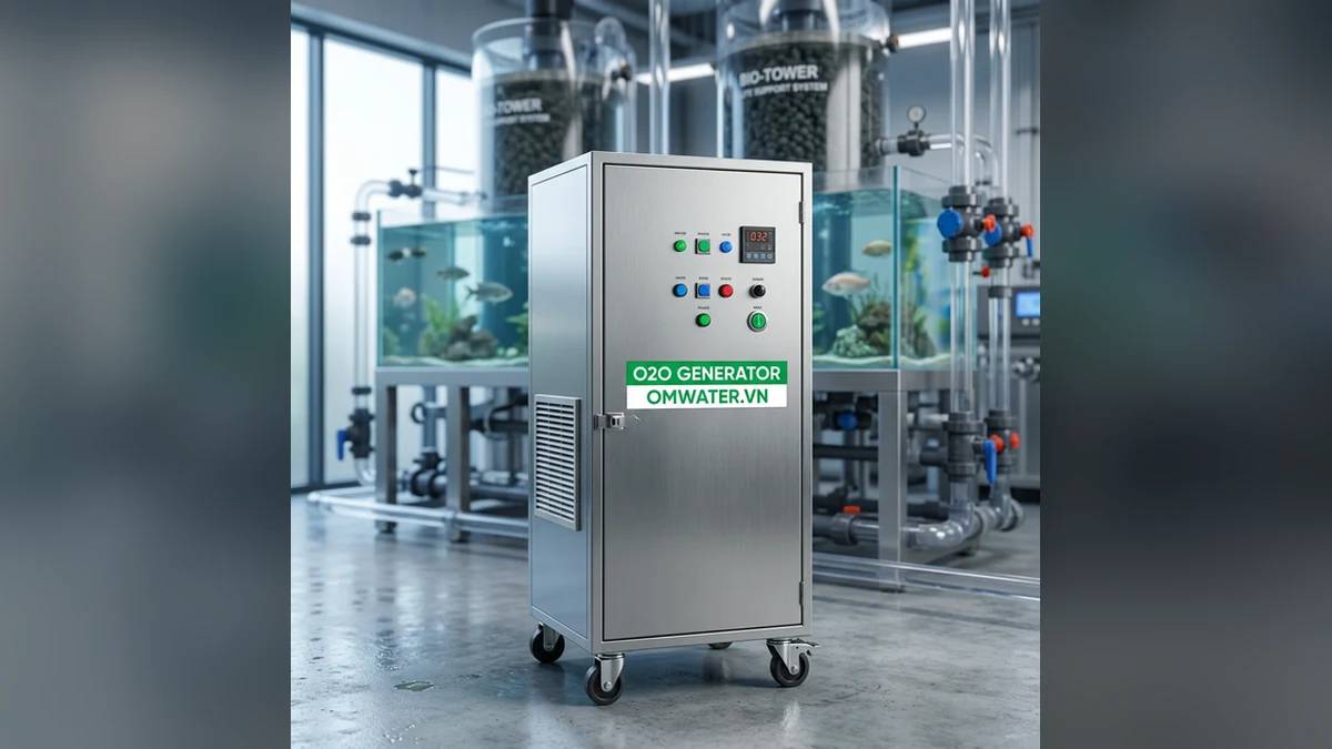 Máy Ozone OMWATER xử lý máy ozone xử lý nước hồ thủy sinh đạt chuẩn công nghiệp