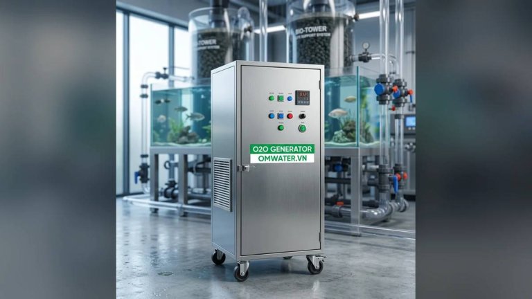 may ozone xu ly nuoc ho thuy sinh