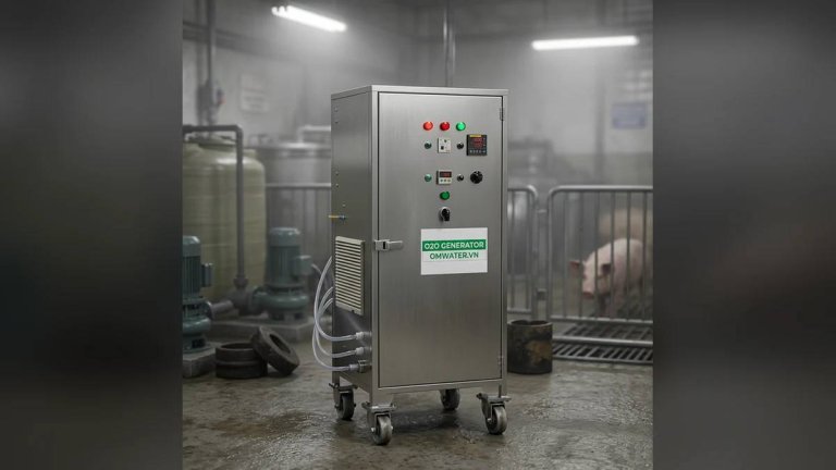 may ozone xu ly nuoc thai chan nuoi lon