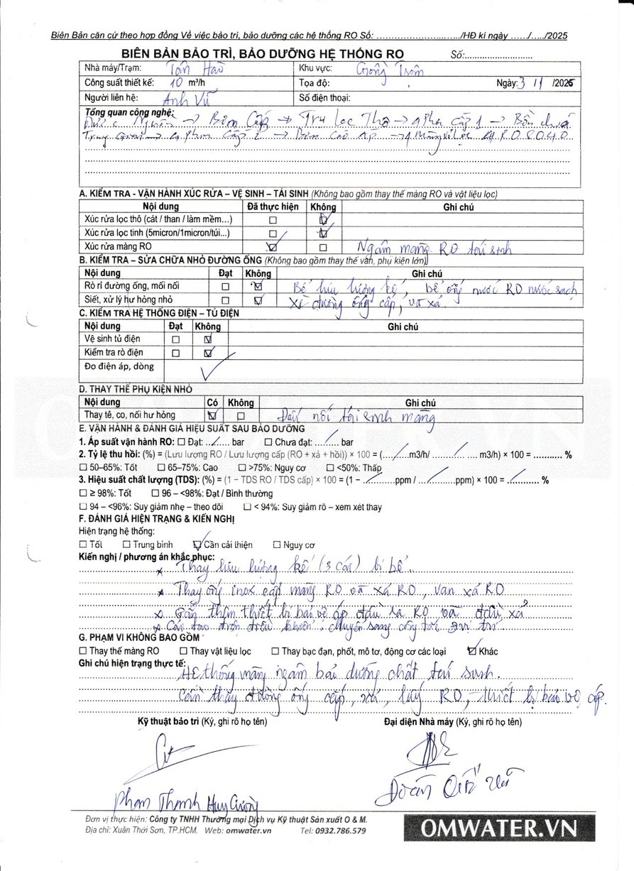 Xử lý vi sinh nước đầu ra RO bằng đèn UV và Ozone công nghiệp - Dự án TÂN HÀO